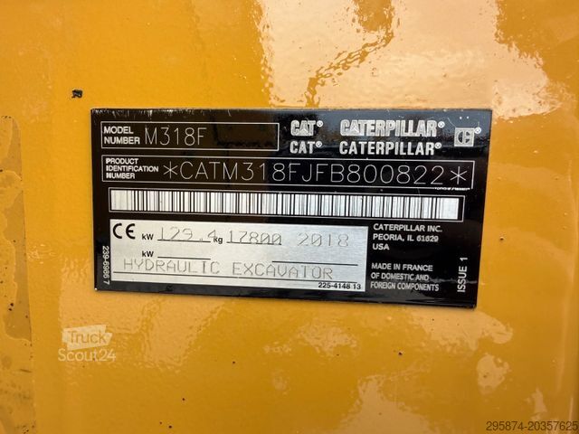 Mobile excavator CATERPILLAR M 318 F OQ65 SW Zentralschmierung