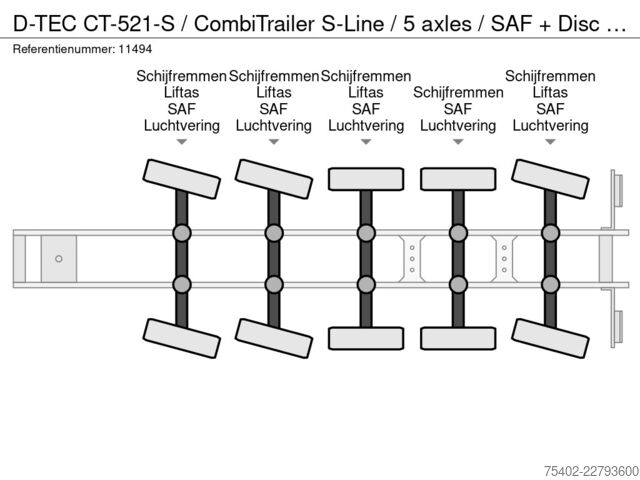 Containervervoer D-TEC CT-521-S / CombiTrailer S-Line / 5 axles / SAF ...
