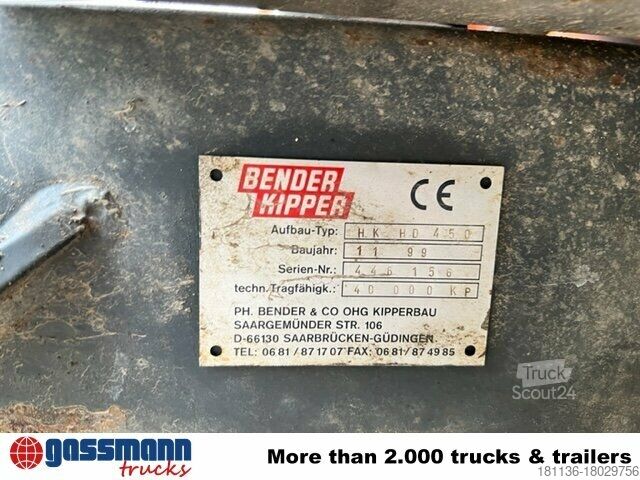 Kiper kamion Bender Bender, HK HD 450 Muldenkippaufbau ca. 16m³