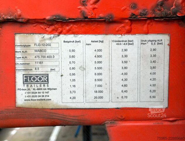 Ημιρυμουλκούμενο με πλατφόρμα εργασίας FLOOR FL0 12 202T DRUM BRAKES STEERING AXLE 950 CM LON