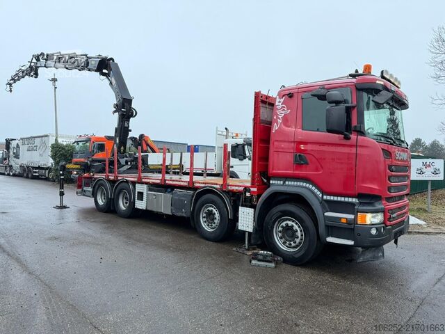 Plateforme de chargement ouverte Scania R490 8x4 PRITSCHE + KRAN HIAB 377 E-4 HIPRO + J...