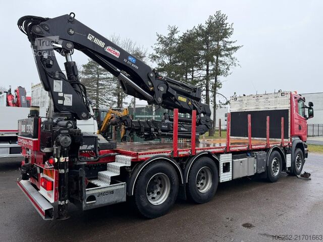 Plateforme de chargement ouverte Scania R490 8x4 PRITSCHE + KRAN HIAB 377 E-4 HIPRO + J...