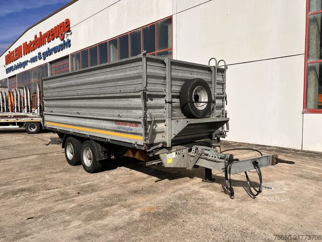 Pašizgāzēja piekabe Möslein TDS 13 Schwebheim  13 t Tandemkipper- Tieflader, Aufsatzbordwände