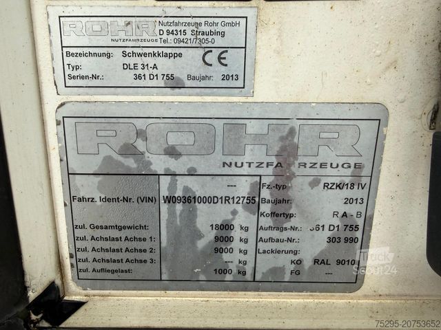 Koeltrailers ROHR 2 Achs Tandem Koffer Durchladesystem LBW defekt