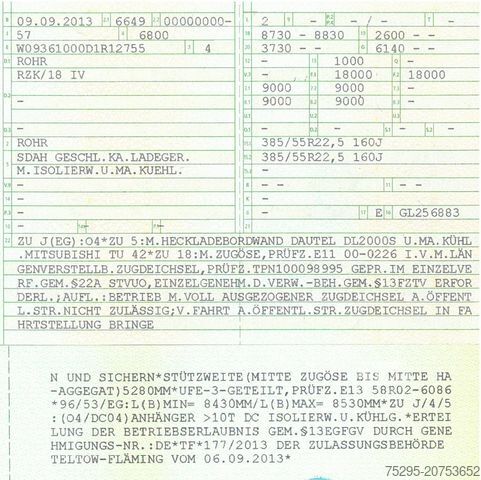 Koeltrailers ROHR 2 Achs Tandem Koffer Durchladesystem LBW defekt