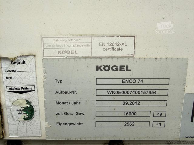 Swap body trailer KÖGEL 745 BDF Brücke Edscha Schiebeplane InnenH 2,50m