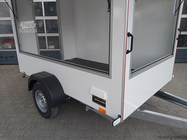 Prekybinė priekaba trailershop Event Trailer Infostand 2 Klappen 230Volt Licht