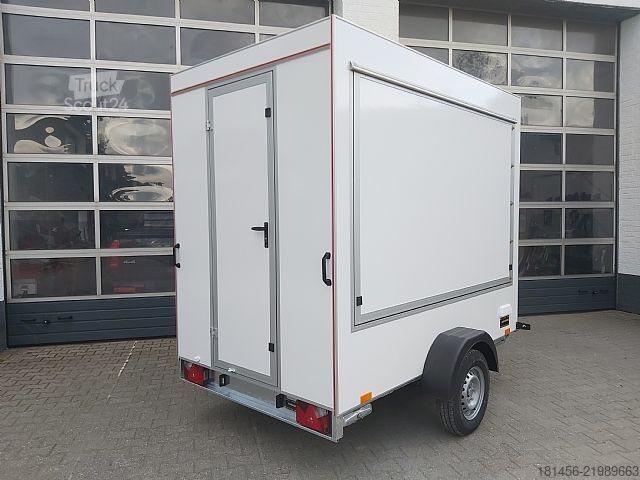Prekybinė priekaba trailershop Event Trailer Infostand 2 Klappen 230Volt Licht