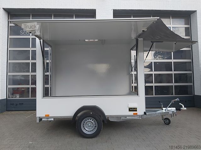 Prekybinė priekaba trailershop Event Trailer Infostand 2 Klappen 230Volt Licht