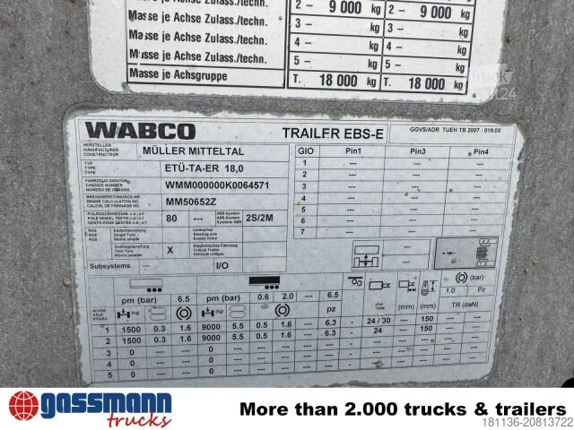 Otvorena prikolica sa ceradom Müller-Mitteltal Müller ETUE-TA- 18,0 to