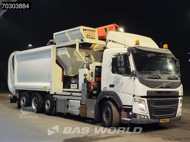 Garbage truck Volvo FM 420 FM 8X2 Palfinger PK 23501 Kran Crane VDL...