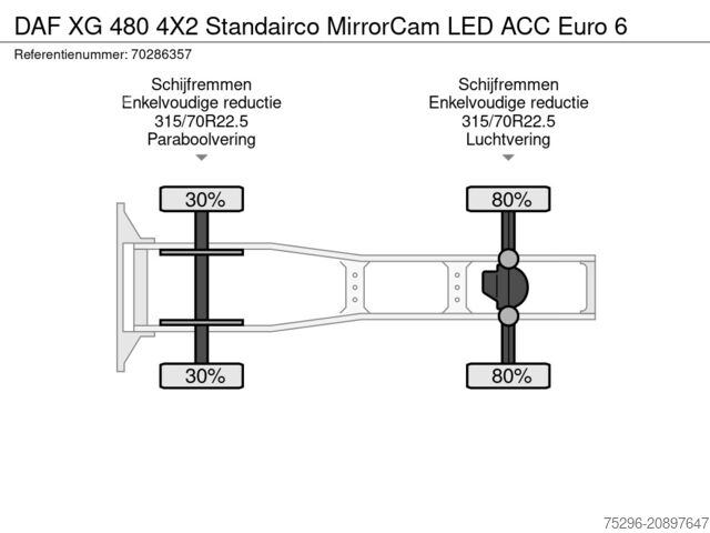 Standard-SZM DAF XG 480 4X2 Standairco MirrorCam LED ACC Euro 6