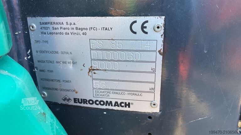 Midi Excavator 7t - 12t Eurocomach Es 85 Zt with 3 buckets
