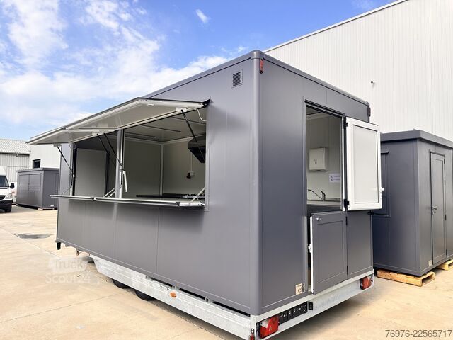 Mobile Shop/ Food Truck Voll ausgestatteter Gastro-Contrailer (Hydraulik-Absenkbar) | Profi-Küche NEU
