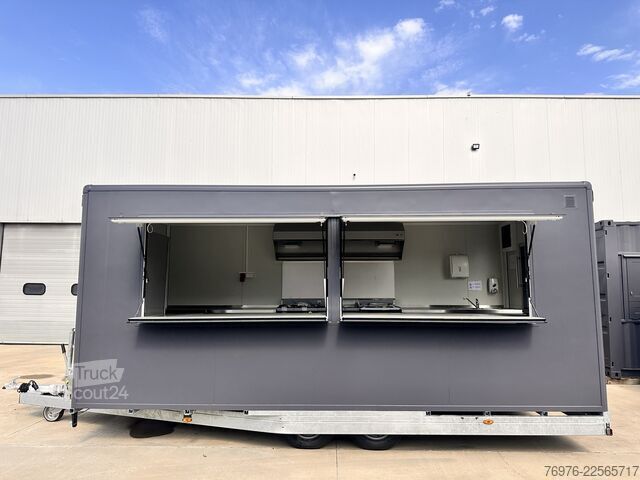 Mobile Shop/ Food Truck Voll ausgestatteter Gastro-Contrailer (Hydraulik-Absenkbar) | Profi-Küche NEU
