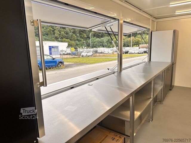 Mobile Shop/ Food Truck Voll ausgestatteter Gastro-Contrailer (Hydraulik-Absenkbar) | Profi-Küche NEU