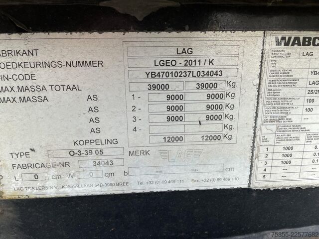 Containertransport LAG FT Tank / BPW Axles / Drumbrakes /...