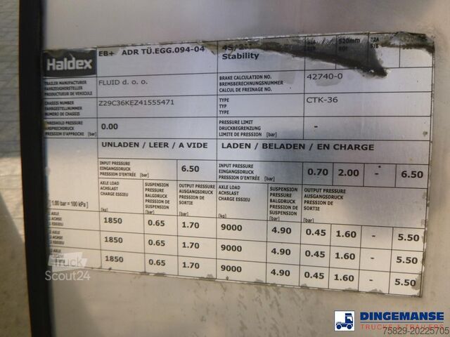 Tartály Fluid Chemical tank inox 37.5 m3 / 1 comp ADR 28-10-2025