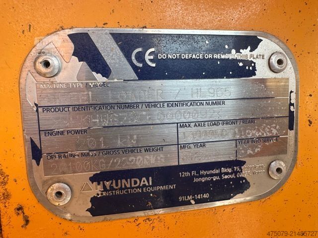 Wiellader HYUNDAI HL 965