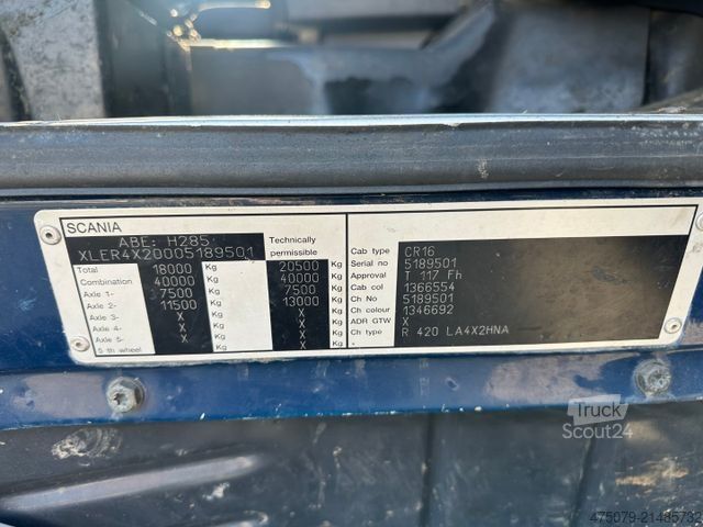 Standardowy ciągnik siodłowy SCANIA R 420 / Glas Recycling / Palfinger PK 18000