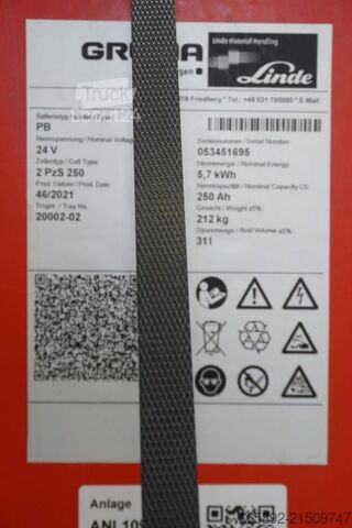Gaffeltruckbatteri GRUMA 24 Volt 2 PzS 250 Ah