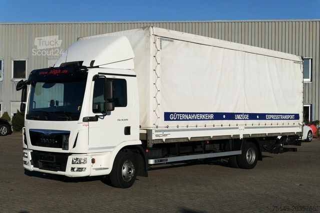 Plattewagen met zeil MAN 12.220 TGL 4x2, LBW, Klima, 7.200mm lang, AHK