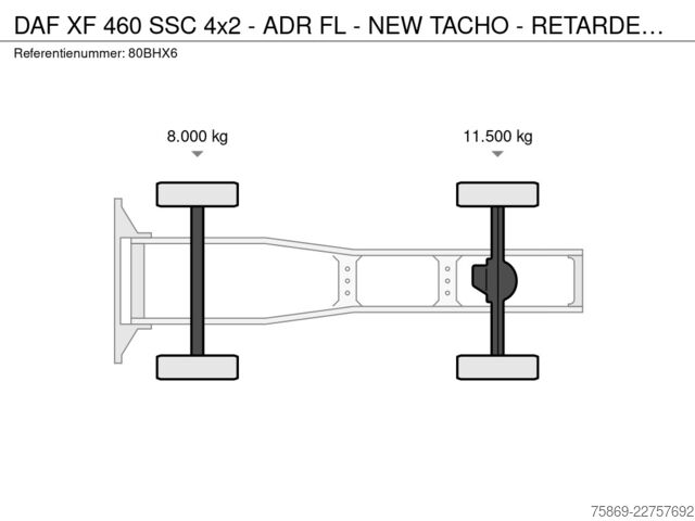 Veszélyes anyagok DAF XF 460 SSC 4x2 - ADR FL - NEW TACHO - RETARDER ...