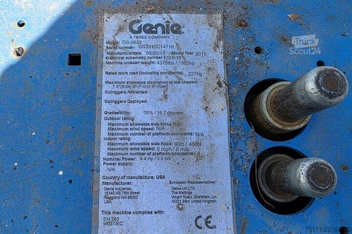 Pont élévateur à ciseaux Genie GS2632 Electric, 10m Working Height, 227kg Capacit
