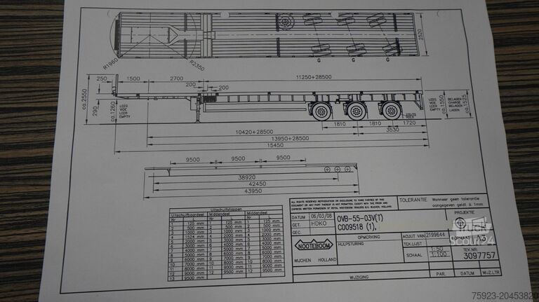 Príves na plošinu Nooteboom 3 AXLE FLATBED 3X EXTENDABLE TRAILER 43.95mtr T...
