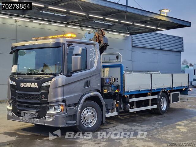 Ladepritsche Scania P280 4X2 HMF 1420K-RC Kran Crane Leather seats ...