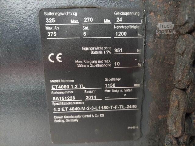 Palletstapelaars Crown ET4000 1.2TL (Doppelstock)