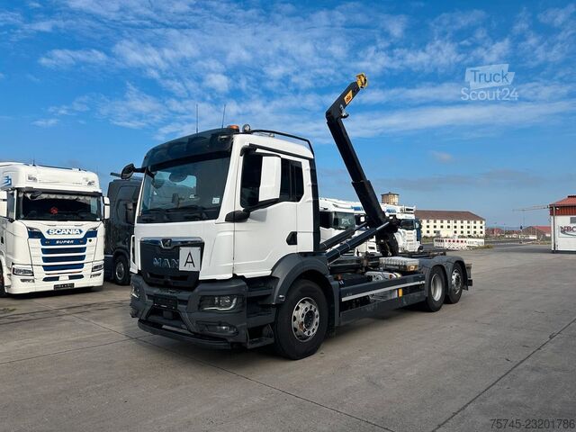 Kampós konténerszállító teherautó MAN TGS 26.470 * HYVA * ACC * LENK-LIFT * 6X2 * TÜV