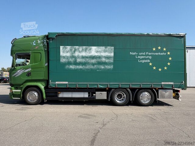 شاحنة بمسطحة ومشمع SCANIA R520*Topline*E6a*Retarder*Lenk+Lift*Standklima*