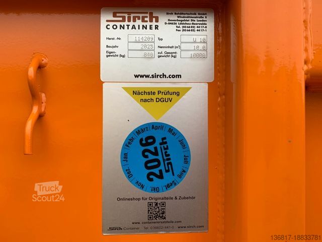 Absetzkipper LKW  Sirch U 10 Absetzcontainer Container Mulde / NEU