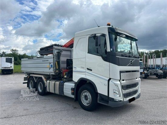 Dreiseitenkipper LKW VOLVO FH 500 3-SEITEN KIPPER MEILLER MIT PALFINGER PK22002EH, RETARDER