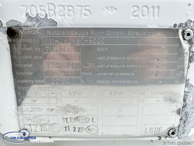 Cisterna Volvo FH 500 Rohr 22150 Liter, 4 Compartimenten, Reta...