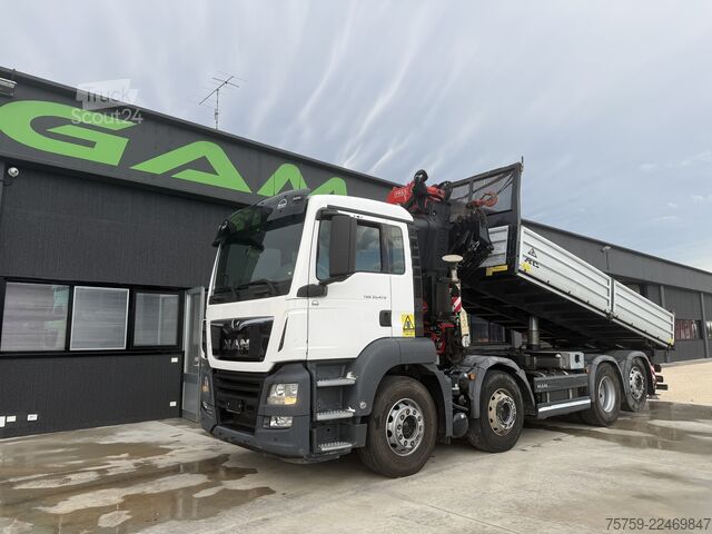 Camião basculante MAN 35.470 TGS Kipper + Kran Fassi F485 8x2