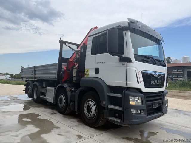 Camião basculante MAN 35.470 TGS Kipper + Kran Fassi F485 8x2