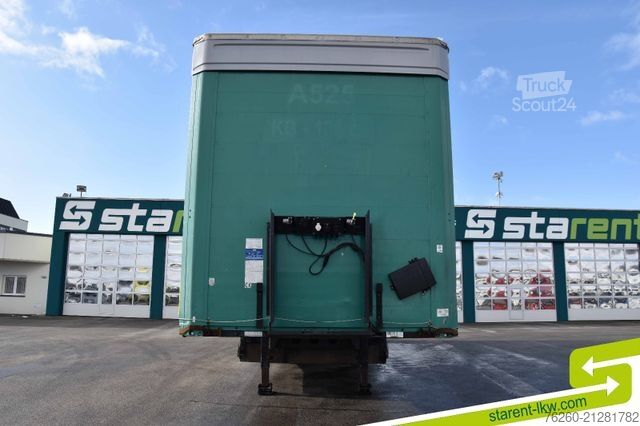 Nyitott ponyvás félpótkocsi KÖGEL Palettenkasten Lochrahmen SAF Achsen Zurringe