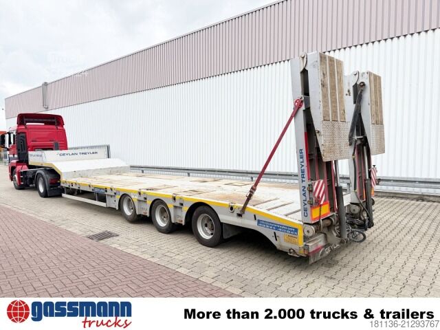 Tieflader-Sattelauflieger  CYL 3, mit Lift-/Lenkachse, faltbare Rampen