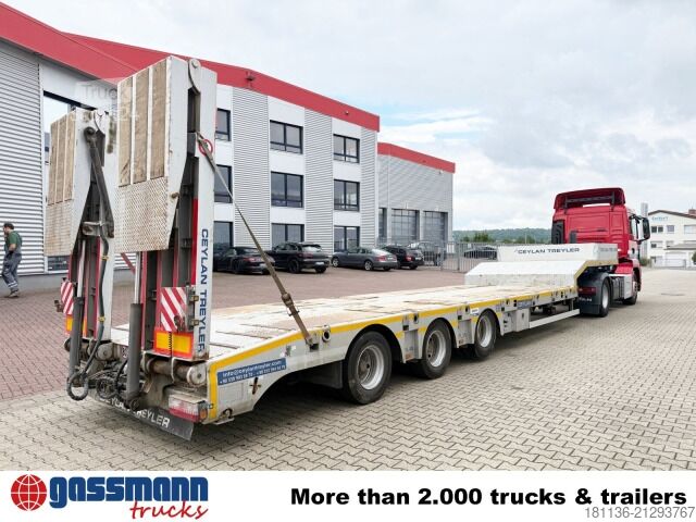 Tieflader-Sattelauflieger  CYL 3, mit Lift-/Lenkachse, faltbare Rampen