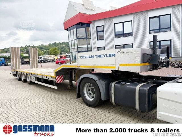 Tieflader-Sattelauflieger  CYL 3, mit Lift-/Lenkachse, faltbare Rampen