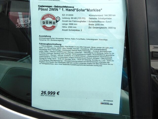 Karavan PÖSSL 2WIN * 1. Hand*Solar*Markise*