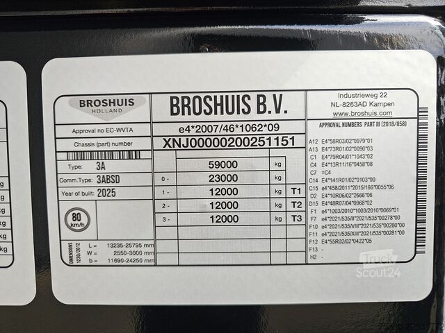 Dieplader Broshuis 3ABSD / EXTENADABLE / HIAB 95 tm + JIB / ELECTR...