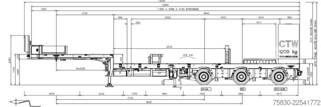 Dieplader Broshuis 3ABSD / EXTENADABLE / HIAB 95 tm + JIB / ELECTR...