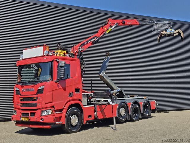 System med krogarm Scania R580 V8 XT 8x2/4 / PALFINGER EPSILON + 25 T HOO...