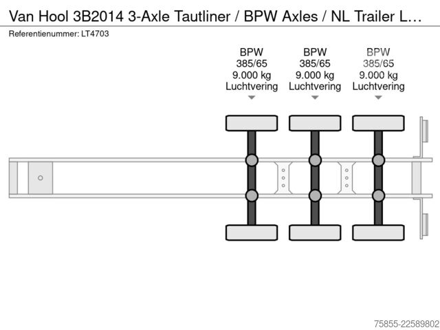 Posuvné plachty Van Hool 3B2014 3-Axle Tautliner / BPW Axles / NL Trailer