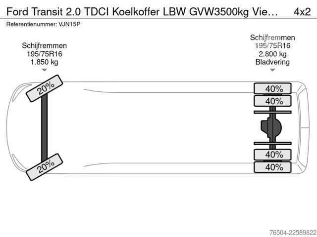 Холодильна шафа Ford Transit 2.0 TDCI Koelkoffer LBW GVW3500kg Vient...