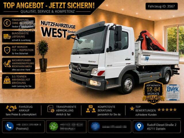 Трьохсторонній самоскид-фургон MERCEDES-BENZ Atego 818 Meiller Kipper Palfinger Kran