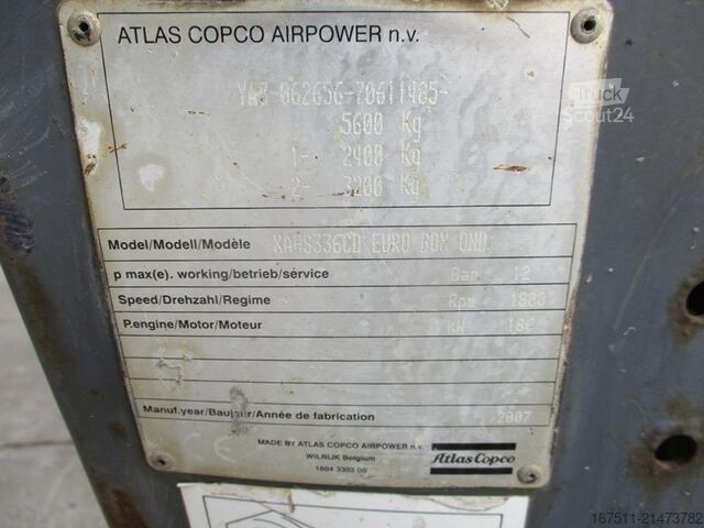 Compresseur frigorifique Atlas Copco XAHS 336 CD